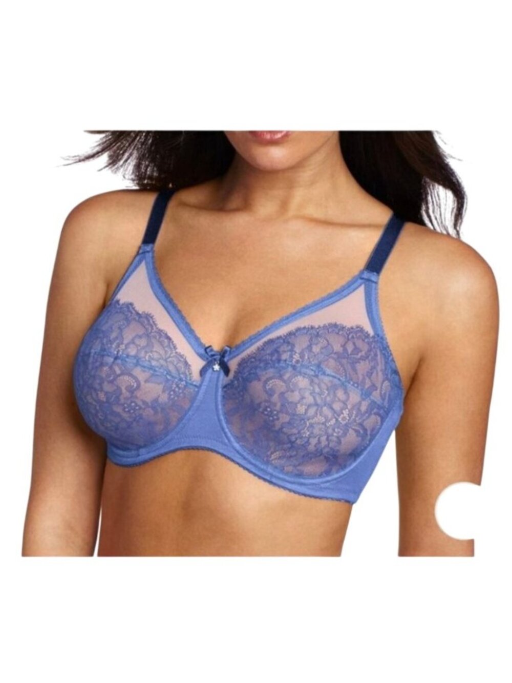 Wacoal Womens 34DDD Retro Chic Full Figure Lace Sheer Underwire Royal Blue 34F